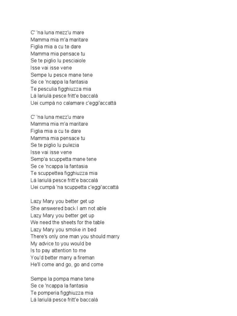 C'e La Luna O'mezz A Mare PDF
