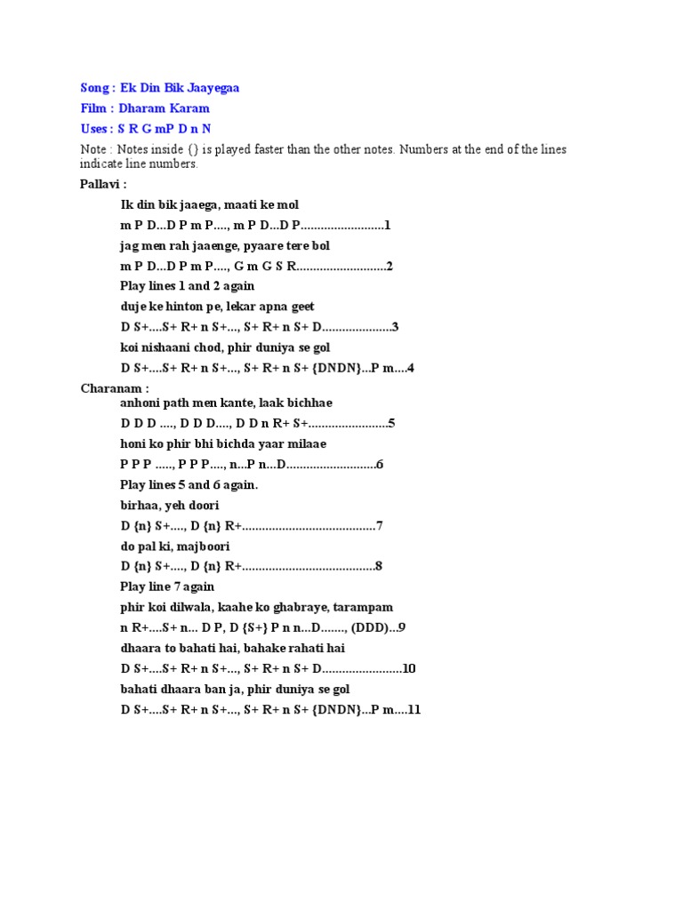 Mouth Organ Bollywood Notes Pdf