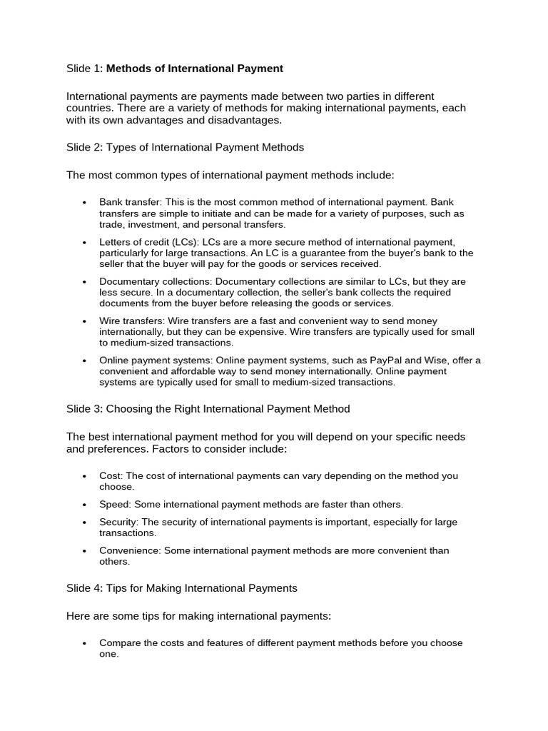 Methods of payment pdf letter of credit wire transfer