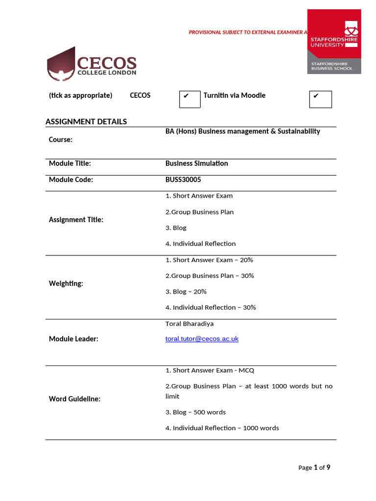 BMSF - Business Simulation - Assessment Brief - Linear Delivery | PDF ...