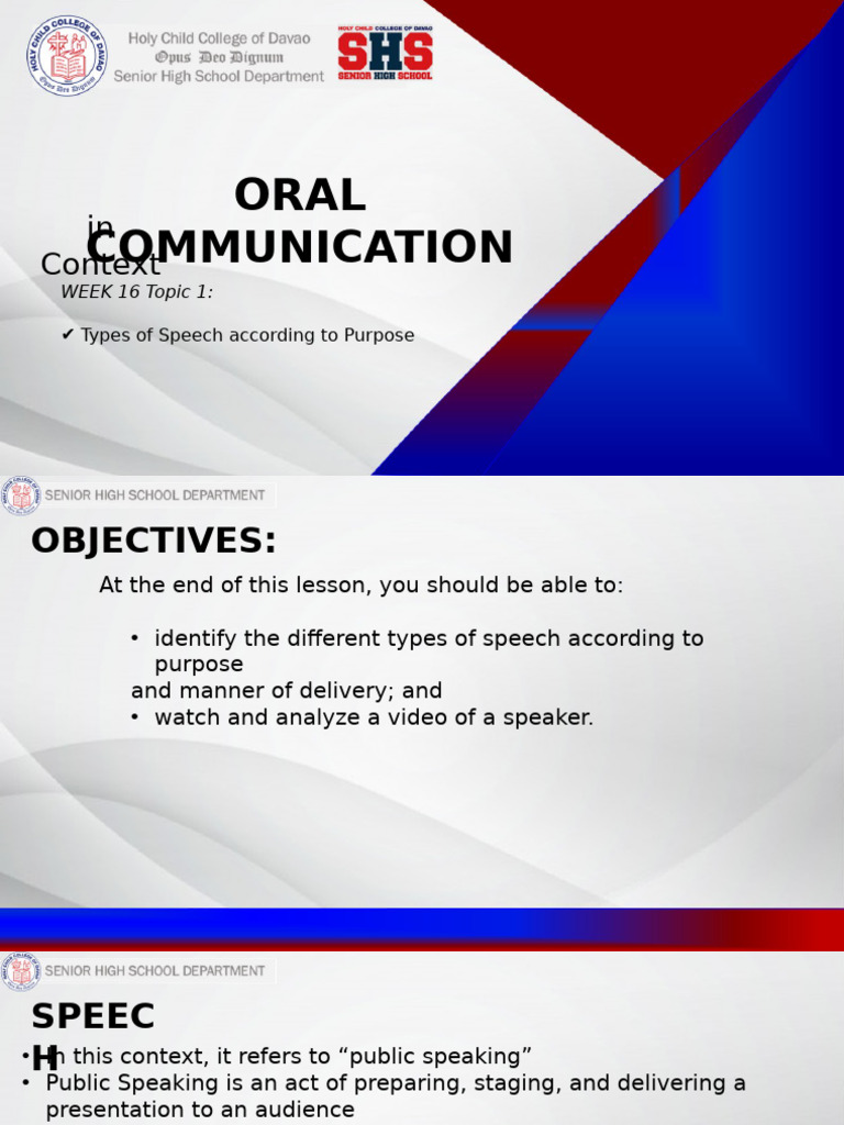 Types of Speech: Purpose & Delivery | PDF | Public Speaking | Human ...
