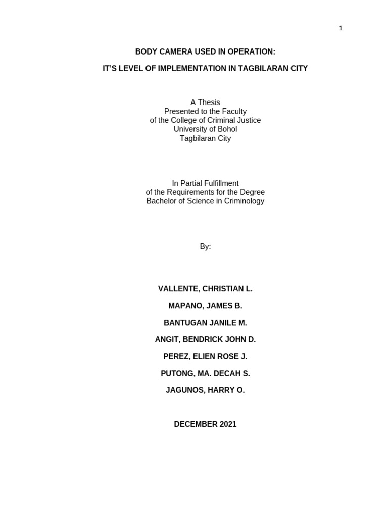 BODY CAMERA USED IN OPERATIONThesis2.2.2 (Manuscript) | PDF | Police ...