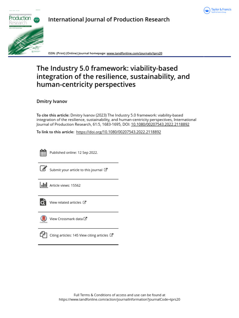 The Industry 5.0 Framework Viability-based Integration of the ...