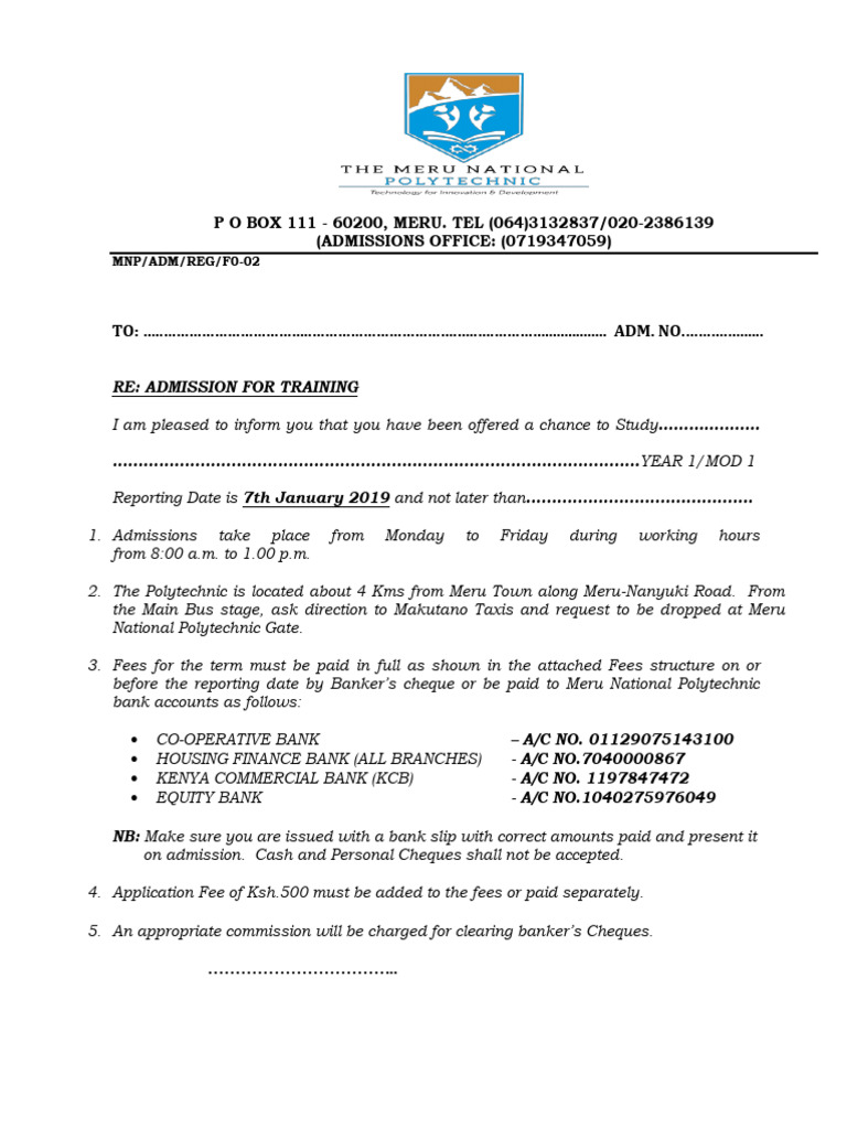 Admission Letter All Courses Jan019 | PDF | Banks | Engineering