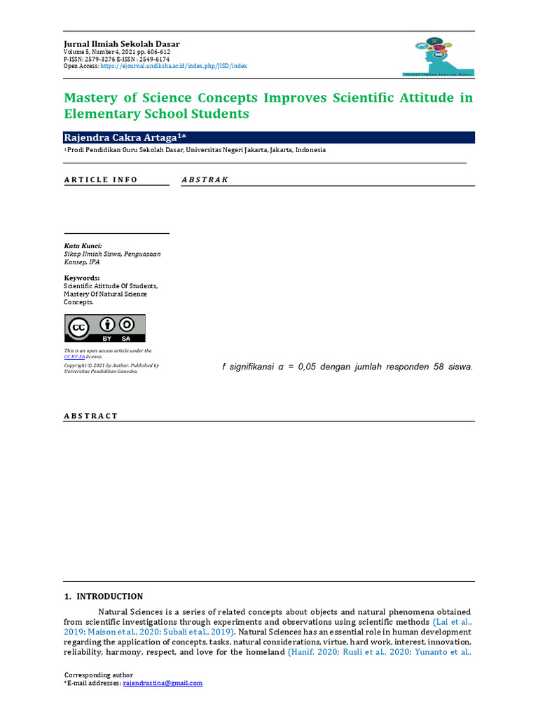 Mastery of Science Concepts Improves Scientific at | PDF | Science ...