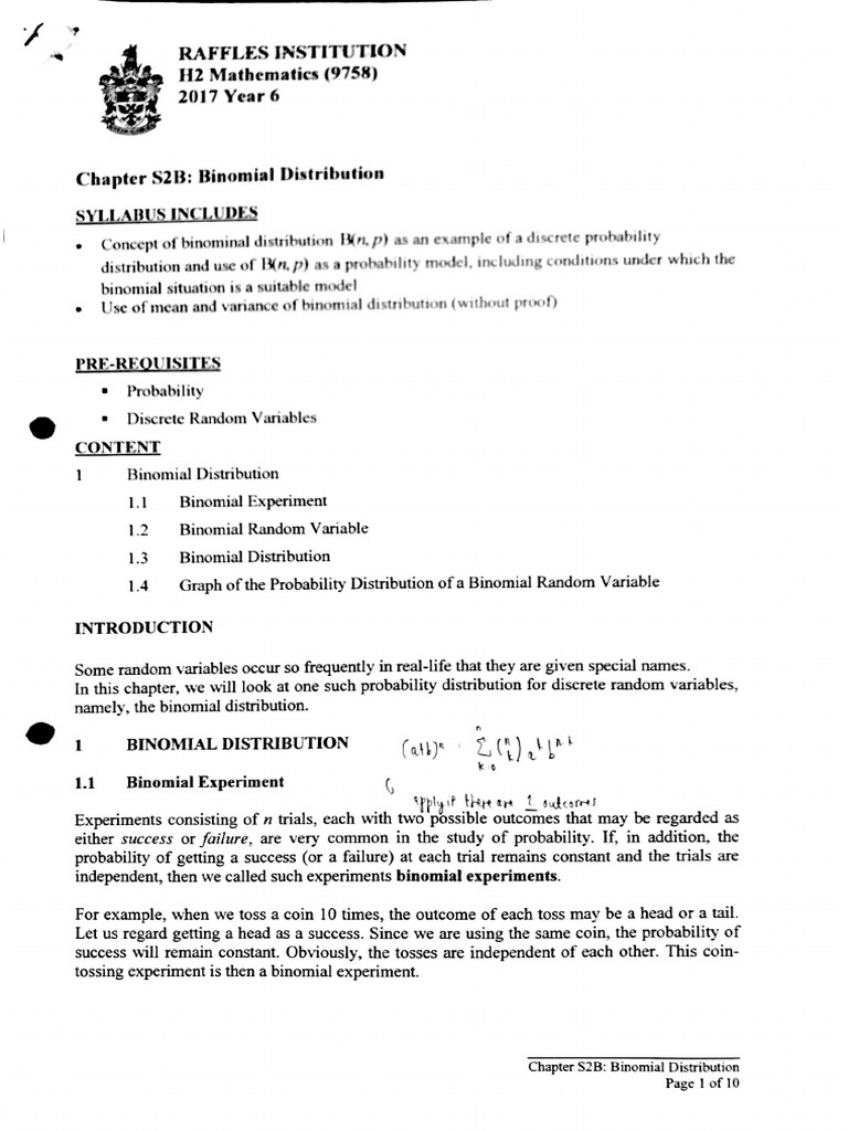 S2B Binomial Distribution Notes 2 | PDF