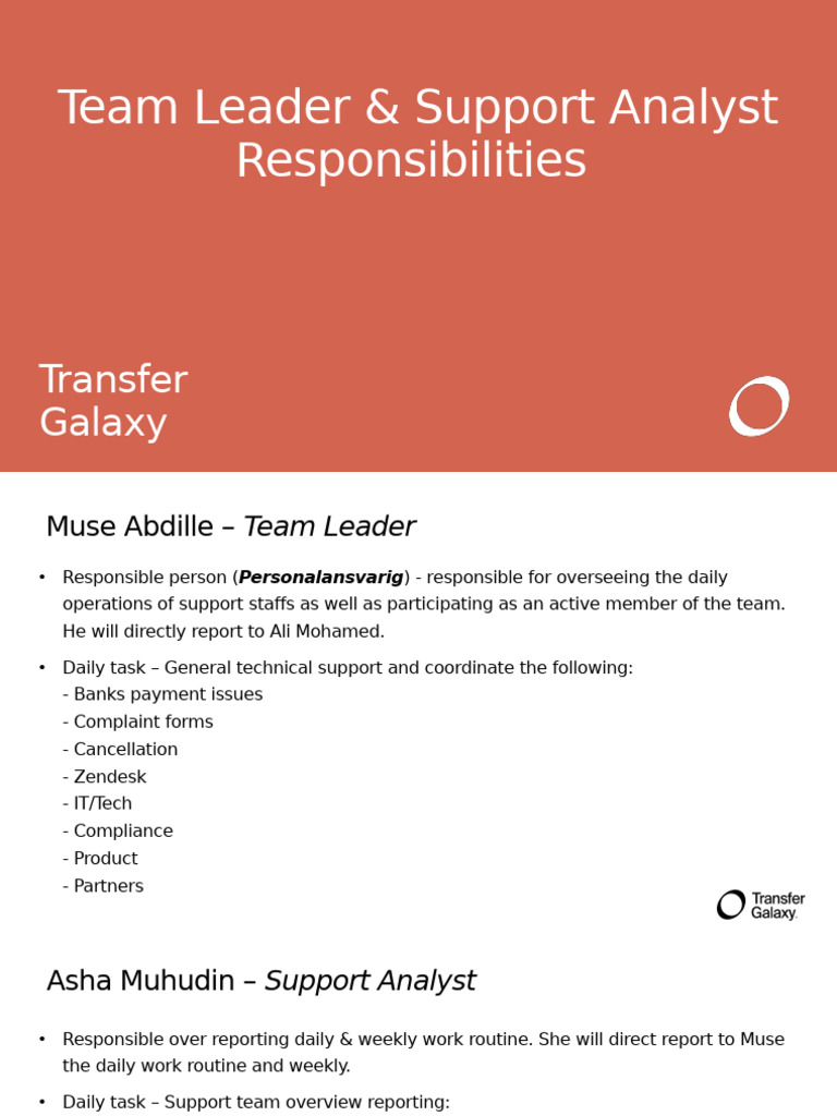 Roles & Support Calls 2021 | PDF