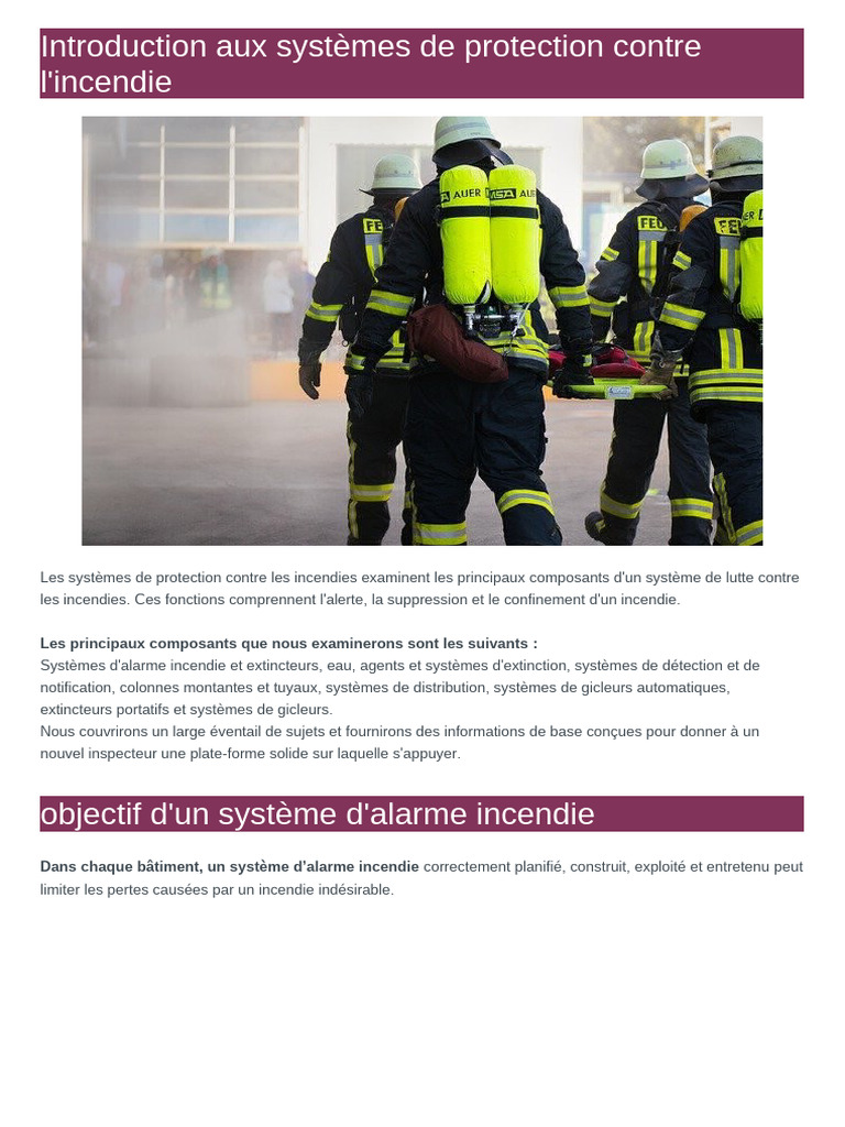 Introduction aux systèmes de protection incendie | PDF | Extincteur ...