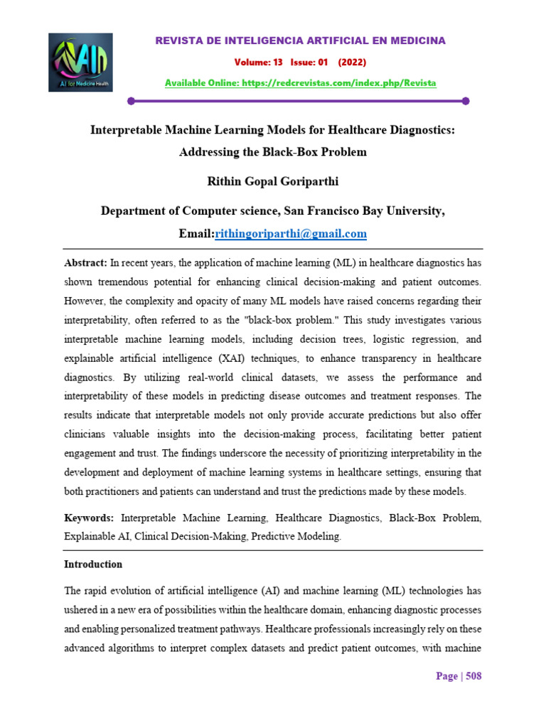 Interpretable ML Models in Healthcare | PDF | Machine Learning ...