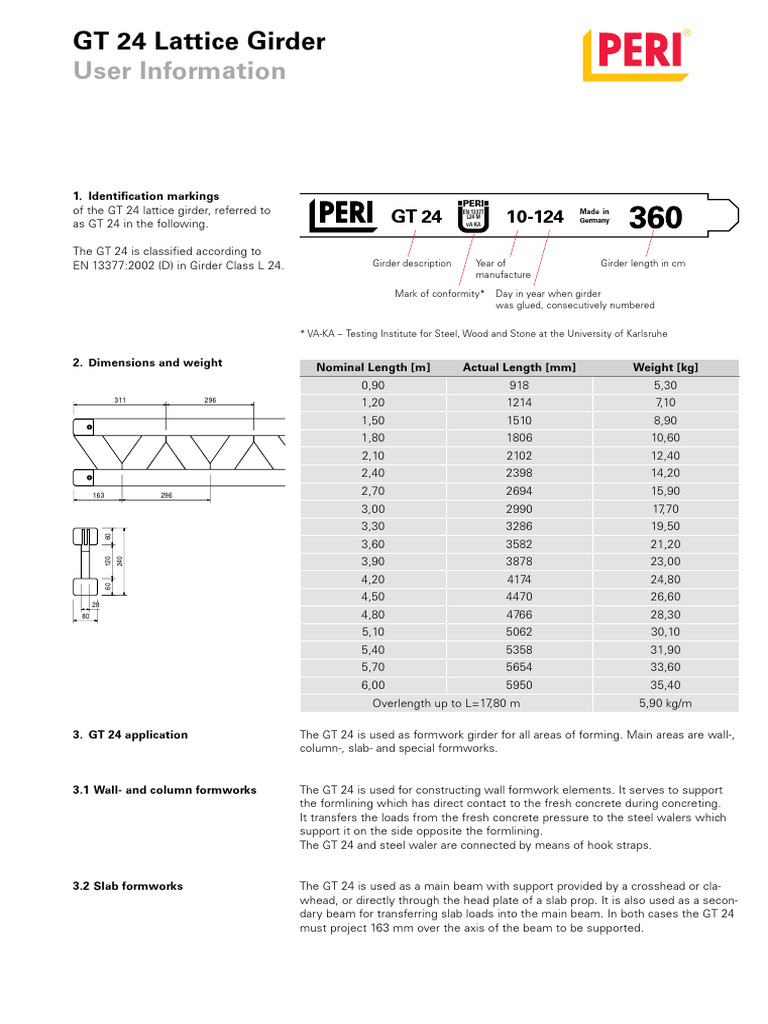 GT 24 User Information | PDF | Beam (Structure) | Materials