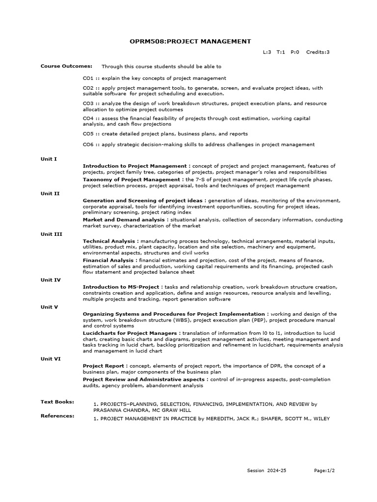 Project Management Course Overview | PDF | Project Management | Economies