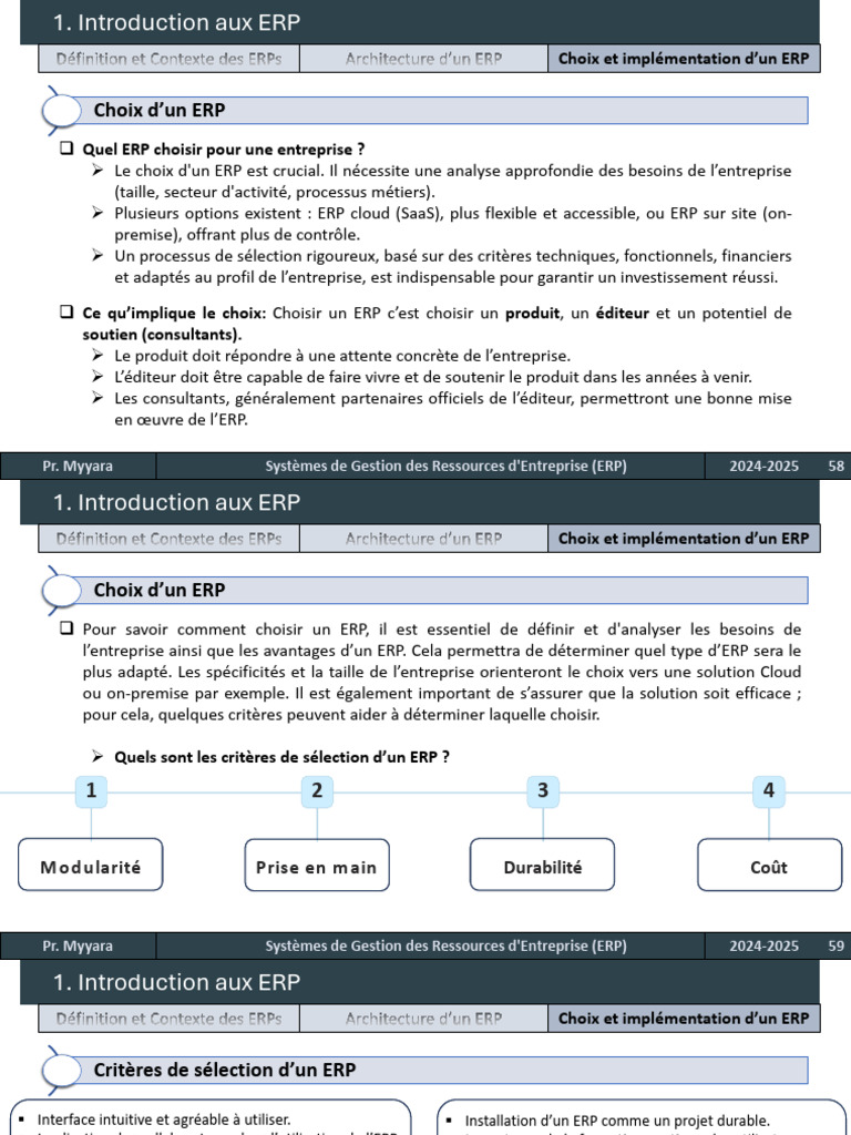 Choix et Implémentation des ERP | PDF | Progiciel de gestion intégré ...