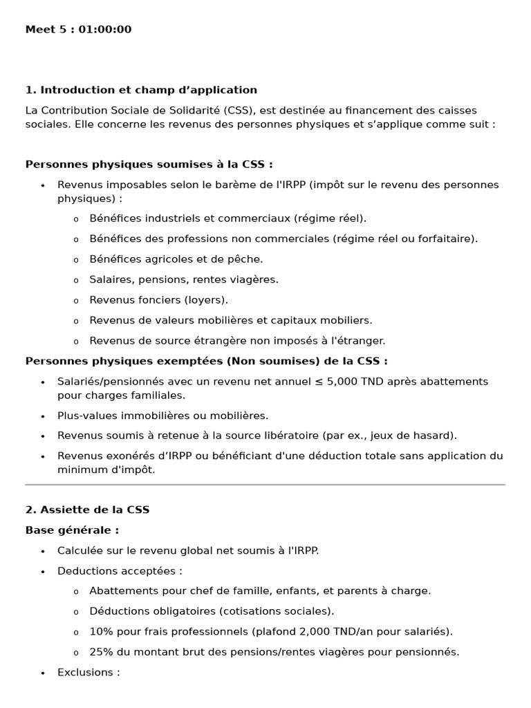Contribution Sociale de Solidarité (CSS) | PDF | Impôt sur le revenu ...