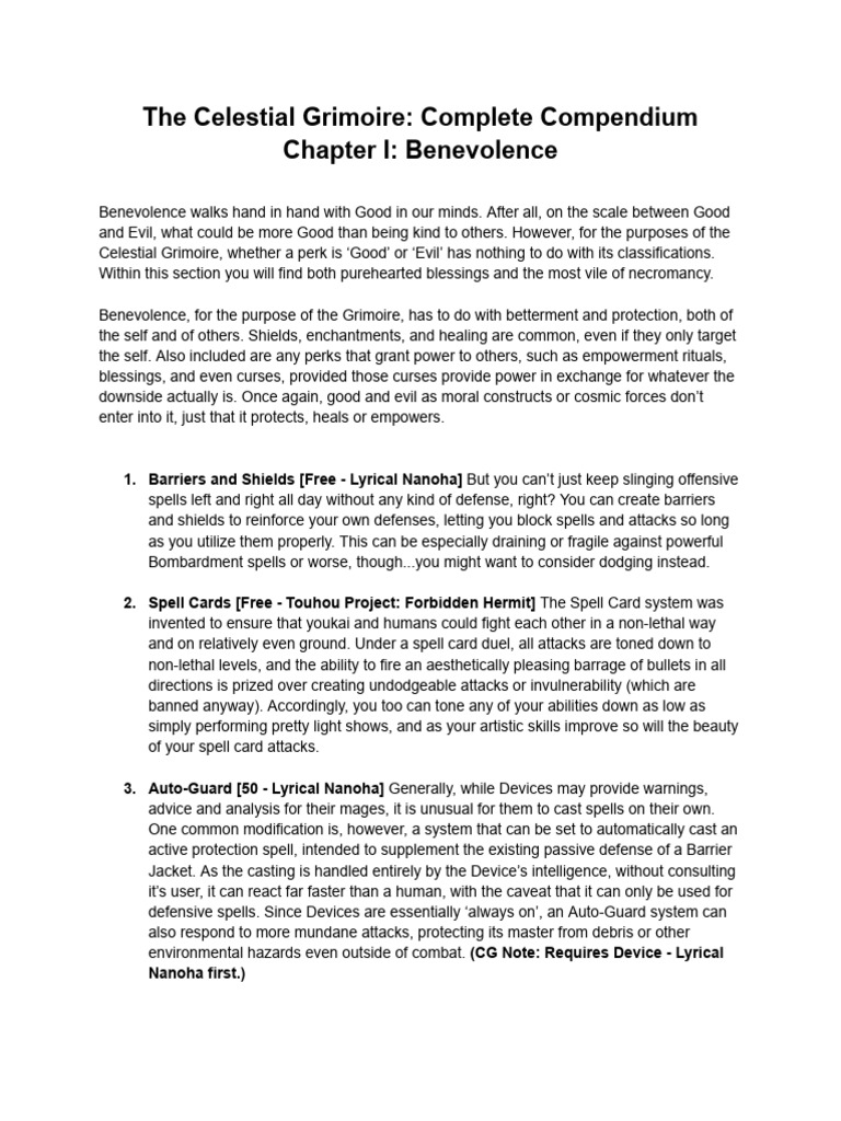 Celestial Grimoire: Benevolence Spells | PDF | Magician (Fantasy) | Armour