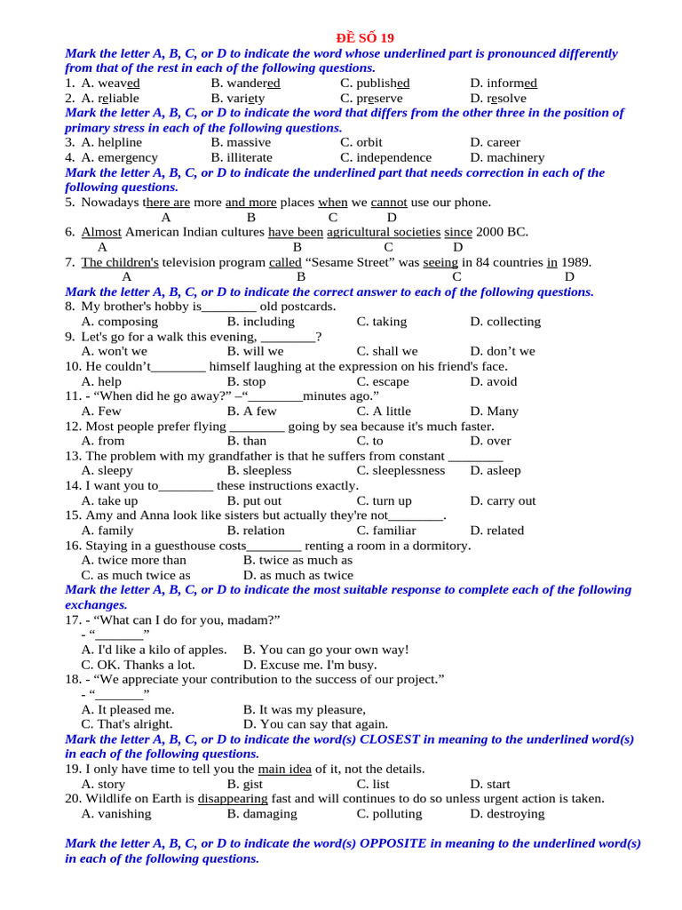 English Language Practice Test | PDF | River | Water