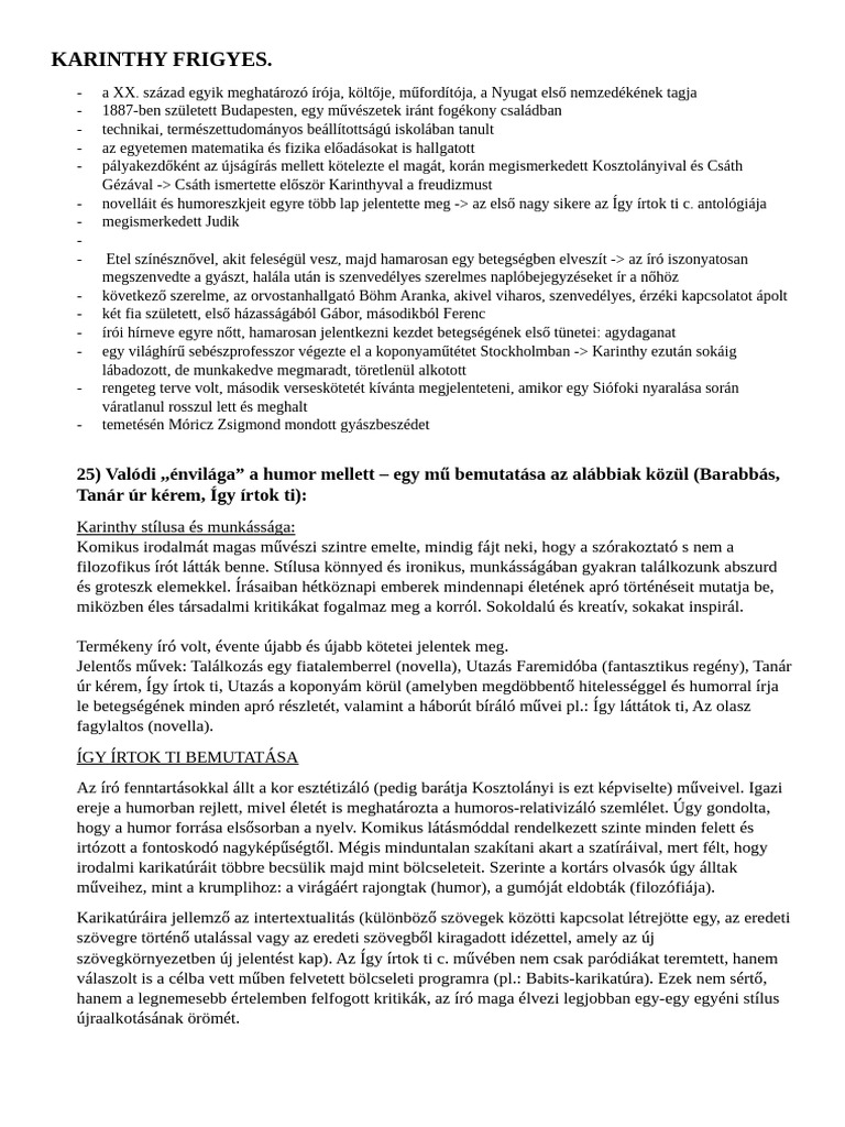 Karinthy Frigyes | PDF