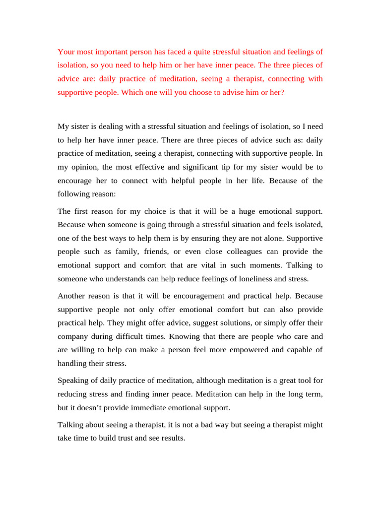 Helping Your Sister Find Inner Peace Pdf