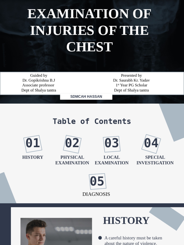EXAMINATION OF Chest Injuries | PDF | Thorax | Lung