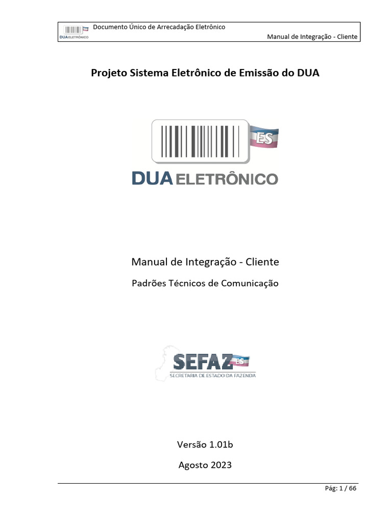 Manual de Integração do DUA-e | PDF | Serviço de internet | XML