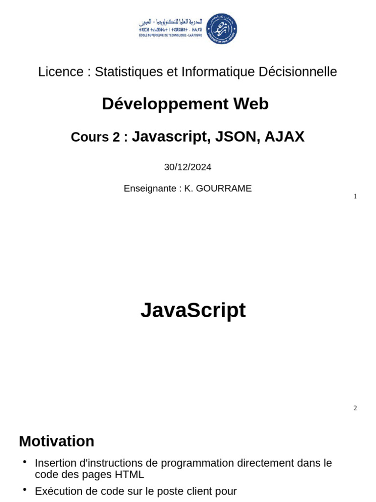 Introduction à JavaScript et AJAX | PDF | Ajax (Programmation) | JSON