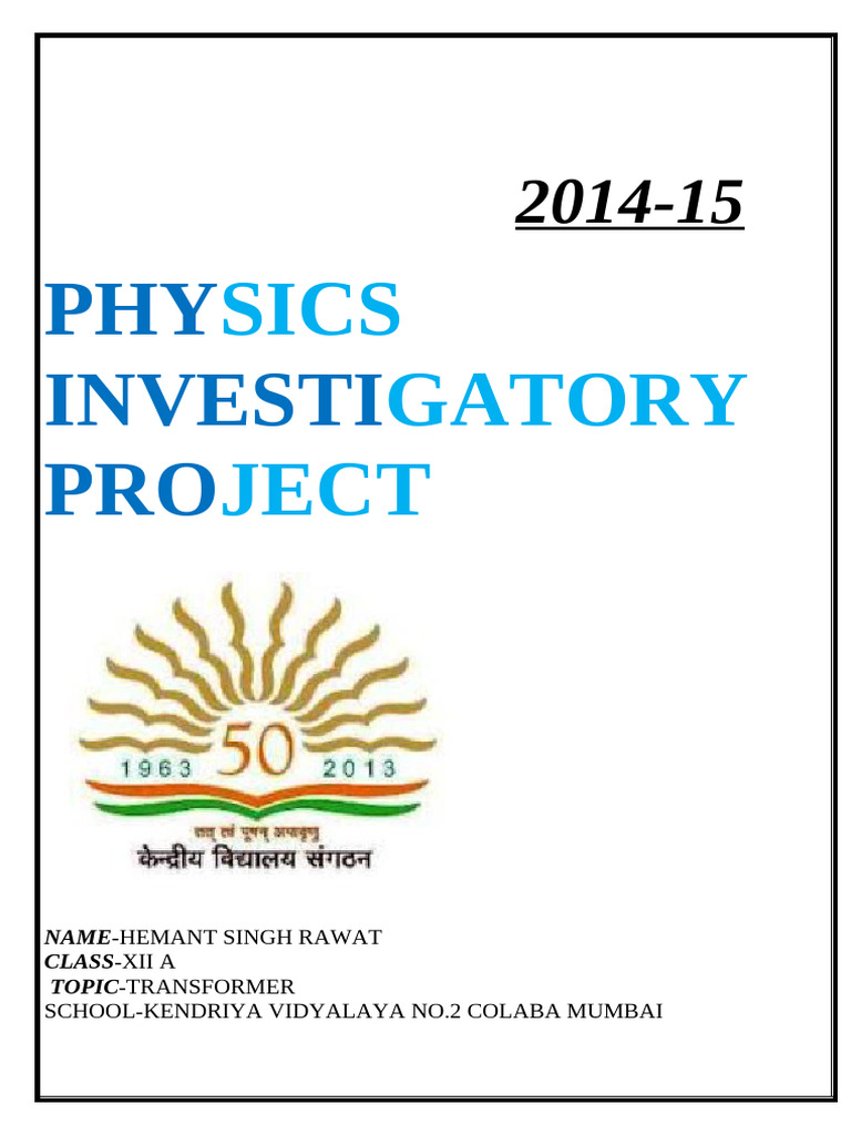 Xii Physics-Investigatory Project Transformer | PDF