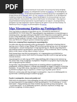 Ang Paninigarilyo Ay Isang Kasanayan Kung Saan Sinusunog Ang Isang Sangkap