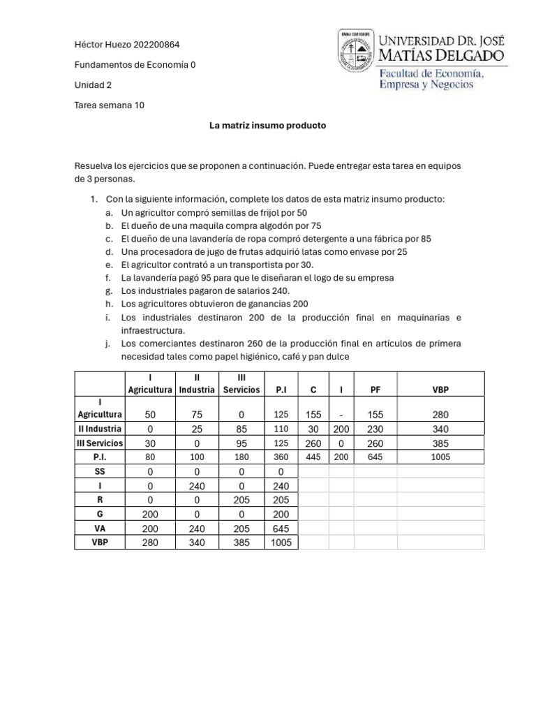Matriz Insumo Producto en Economía | PDF | Agricultura | Economias