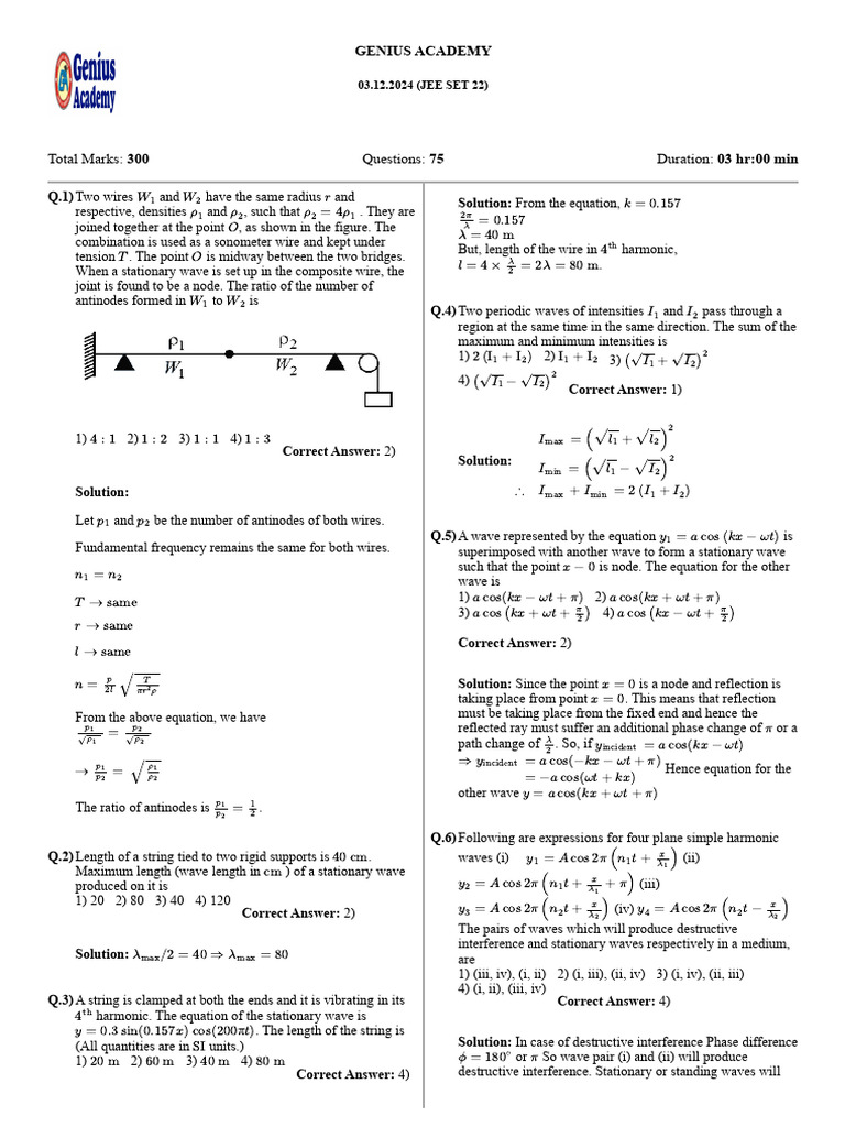 SET (22) Solution | PDF | Waves | Wavelength