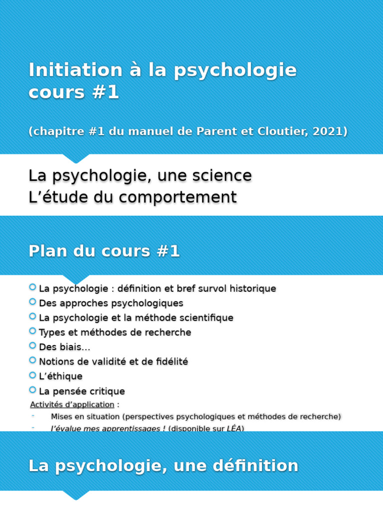 Introduction à la Psychologie : Concepts et Méthodes | PDF ...