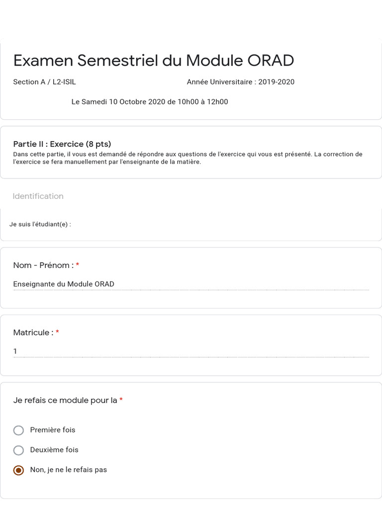 Examen Semestriel ORAD 2019-2020 | PDF | Informatique