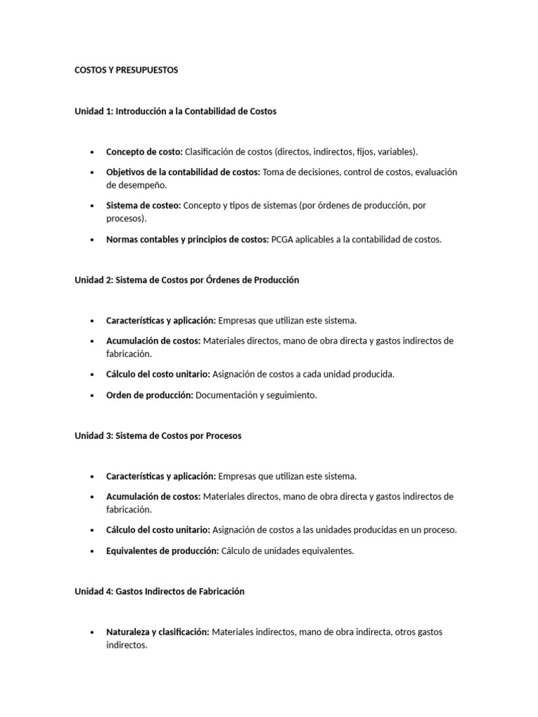 Costos y Presupuestos en Contabilidad | PDF | Presupuesto ...