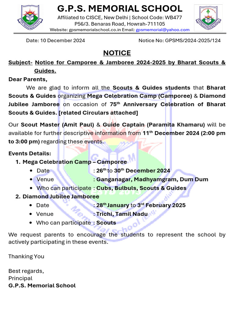 Jamboree & Camporee 2024-2025 Notice | PDF | Outdoor Recreation | Youth ...