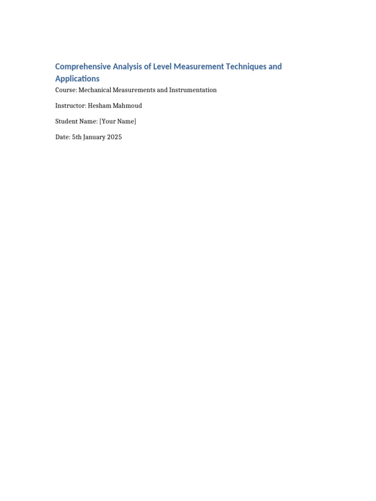 Level Measurement Techniques Overview | PDF | Calibration