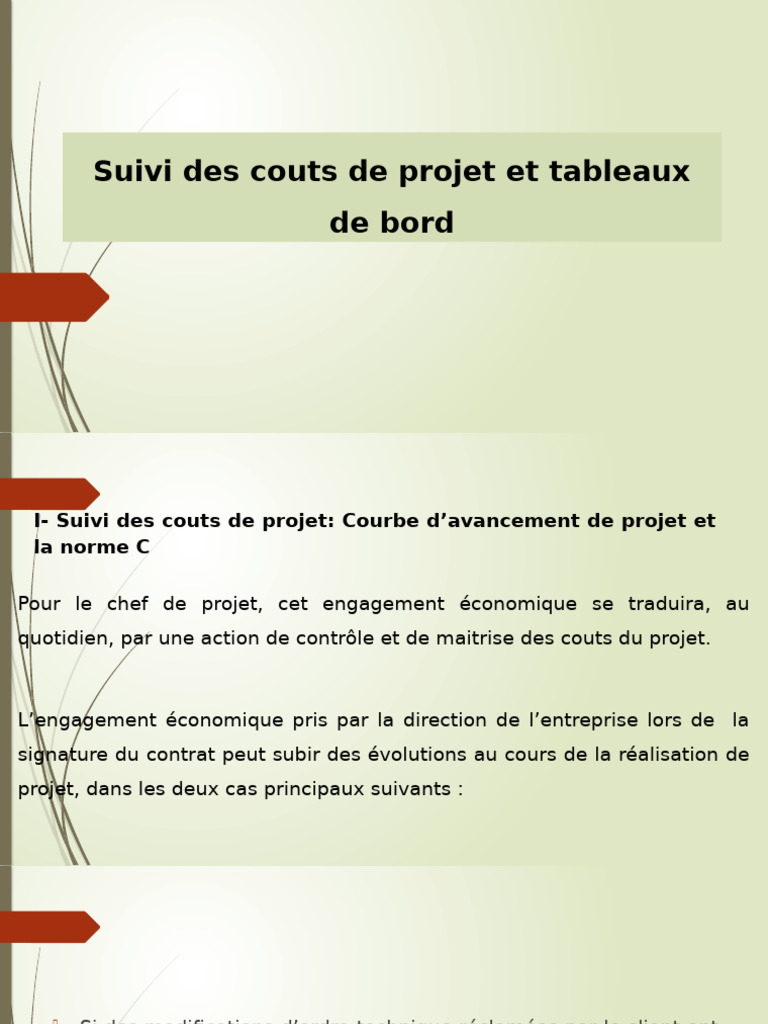 Suivi des Coûts et Tableaux de Bord Projet | PDF | Gestion de projet