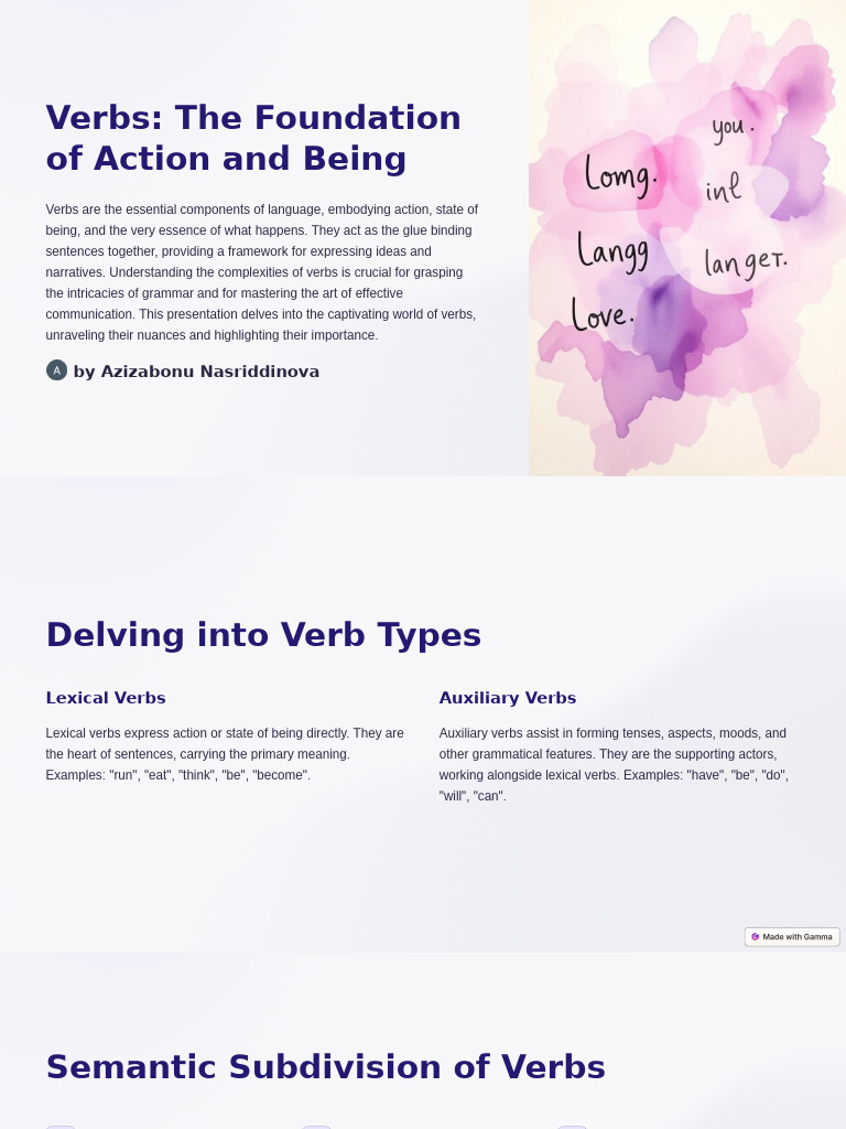 Understanding Verbs in Language | PDF | Verb | Grammatical Tense