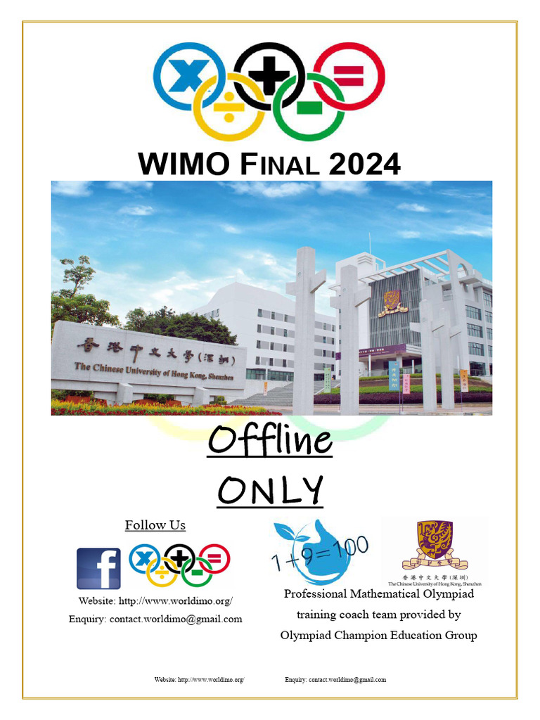 WIMO Final 2024: Event Details | PDF | Number Theory | Combinatorics