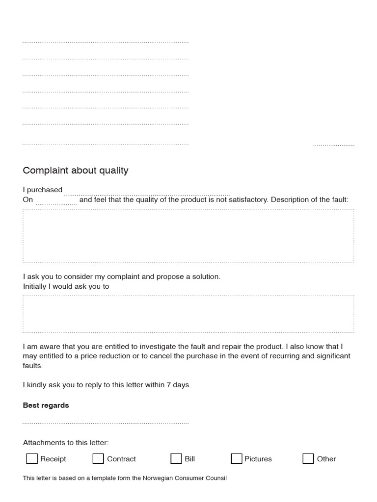 Quality Complaint Letter Template | PDF
