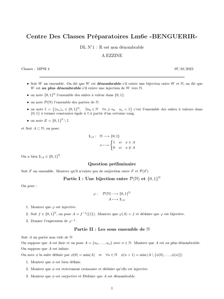 Théorie des ensembles : R non dénombrable | PDF | Relations ...