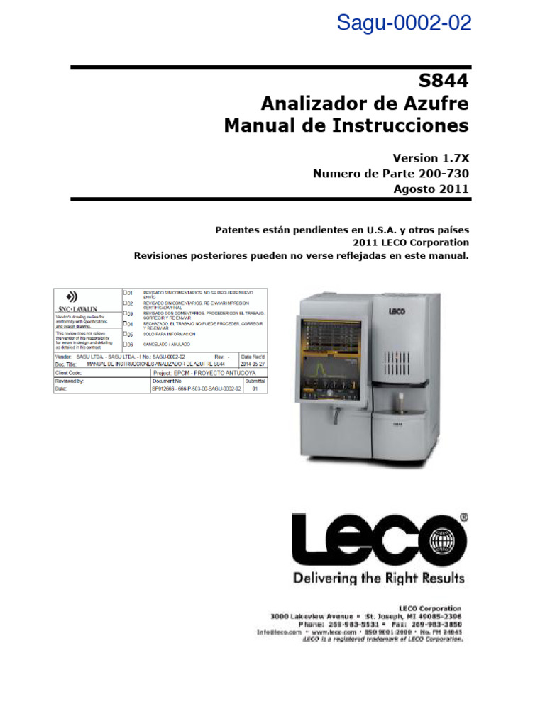 Leco Azufre CS844 | PDF