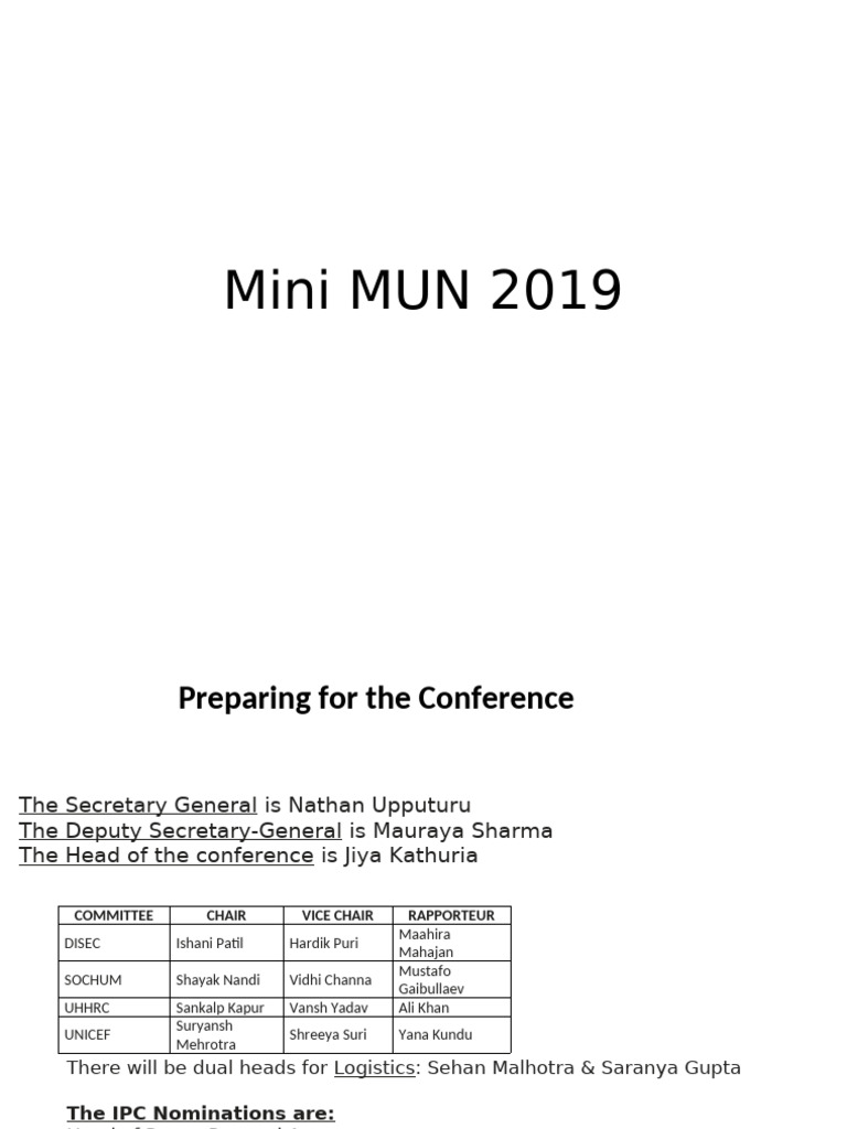 Mini MUN 2019 Conference Guide | PDF | Government