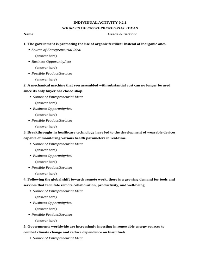 Sources of Entrepreneurial Ideas Guide | PDF