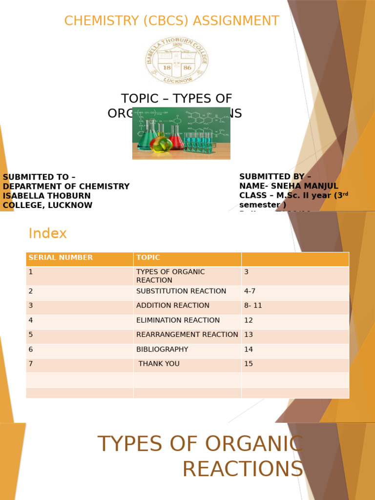 Types of Organic Reactions | PDF | Chemical Reactions | Aldehyde