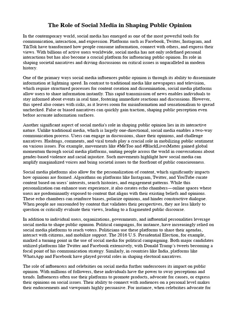 Social Media's Impact on Public Opinion | PDF | Social Media | Popular ...