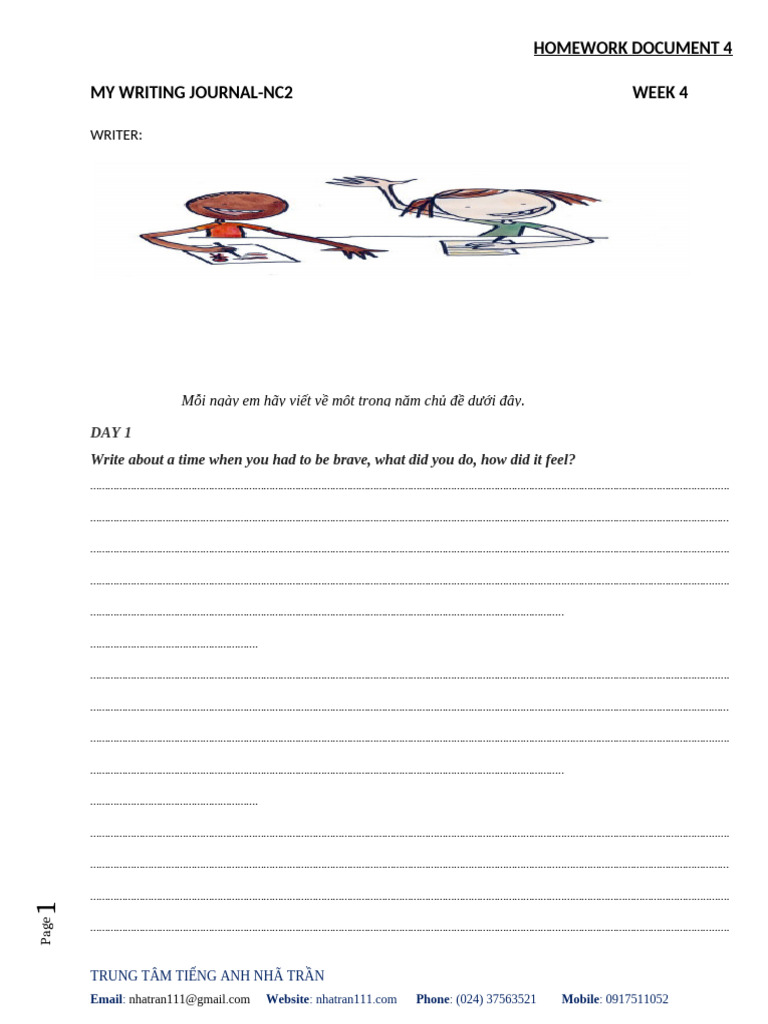 Writing Journal Topics Week 4 | PDF