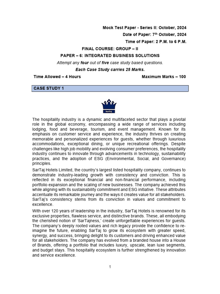 Hospitality Industry Case Studies 2024 | PDF | Supply Chain | Mergers ...