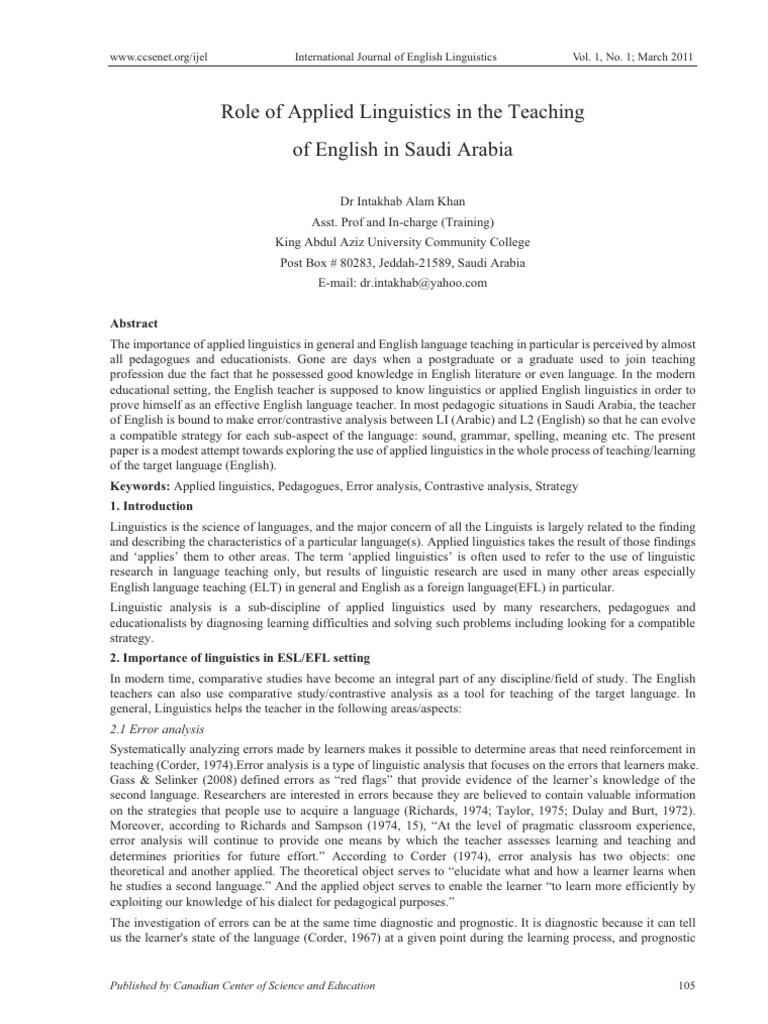 Applied Linguistics in Saudi English Teaching | PDF | Stress ...