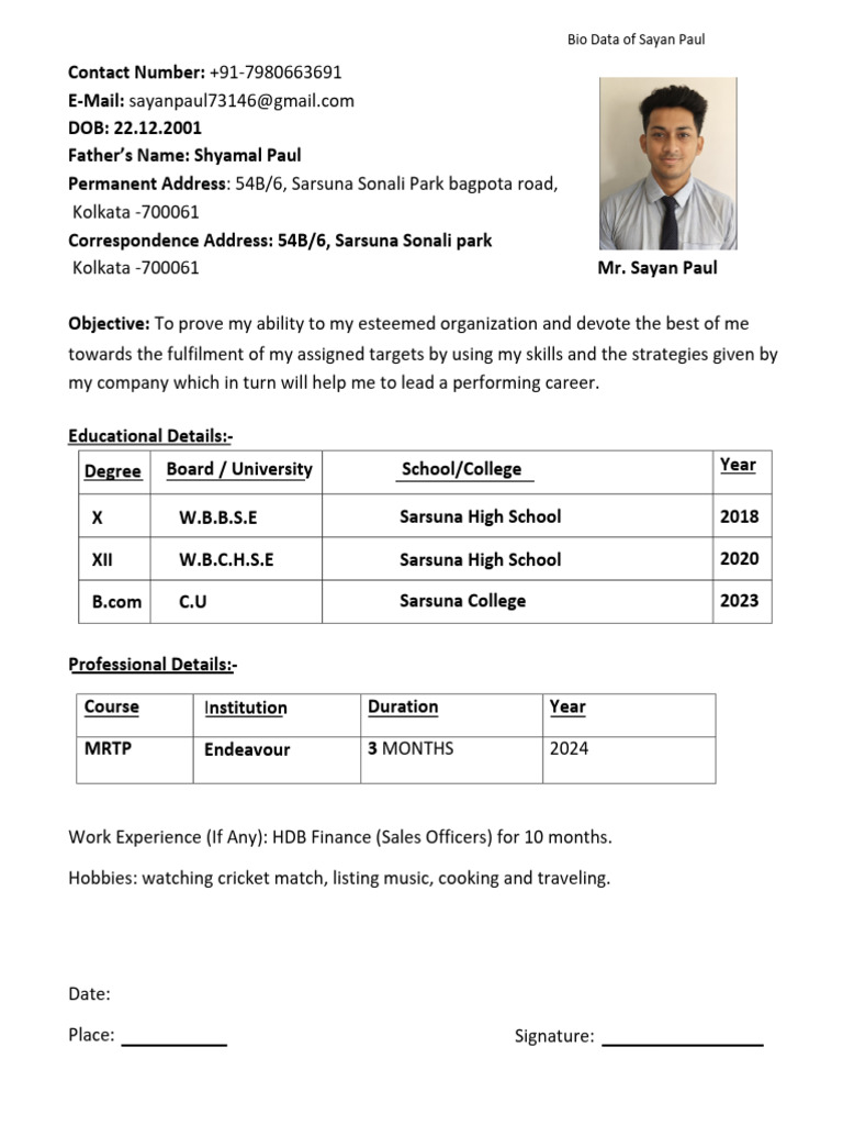 CV Format of MRTP Students (2) .PDF - 20241105 - 012637 - 0000 | PDF