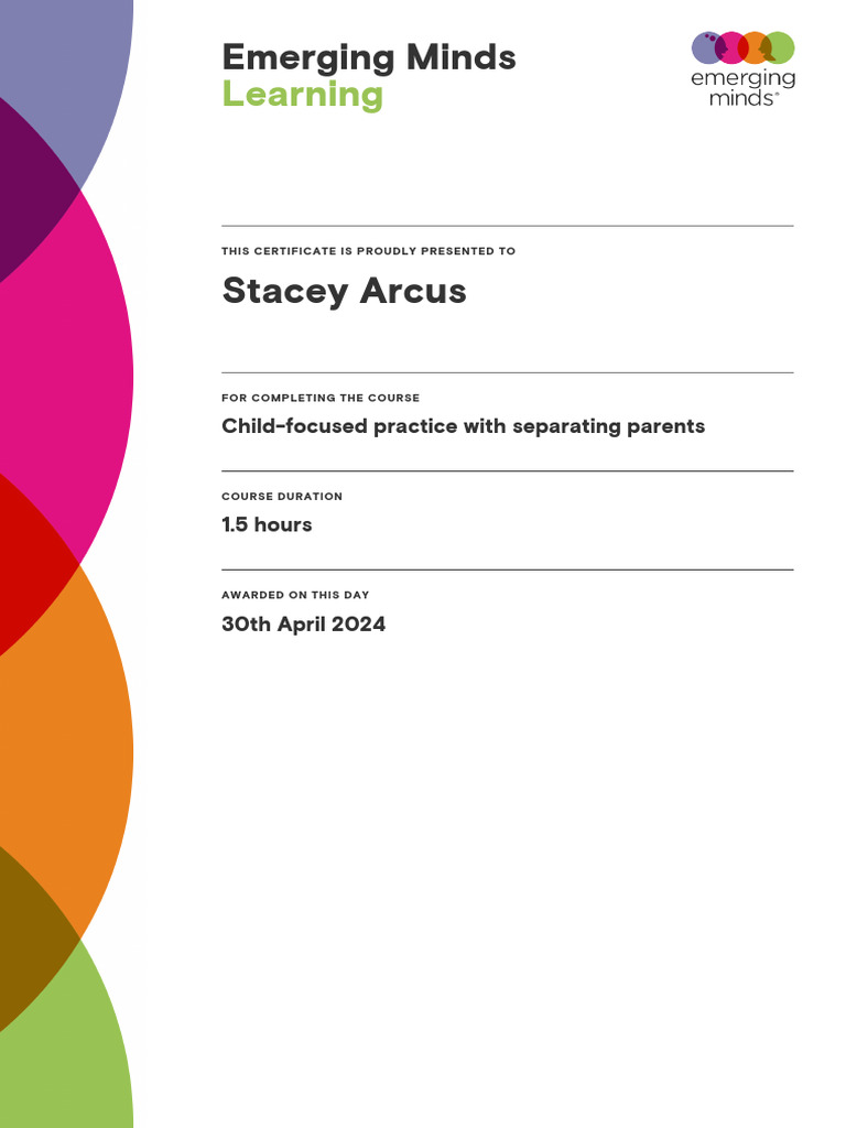 Certificate for Child-Focused Practice Course | PDF