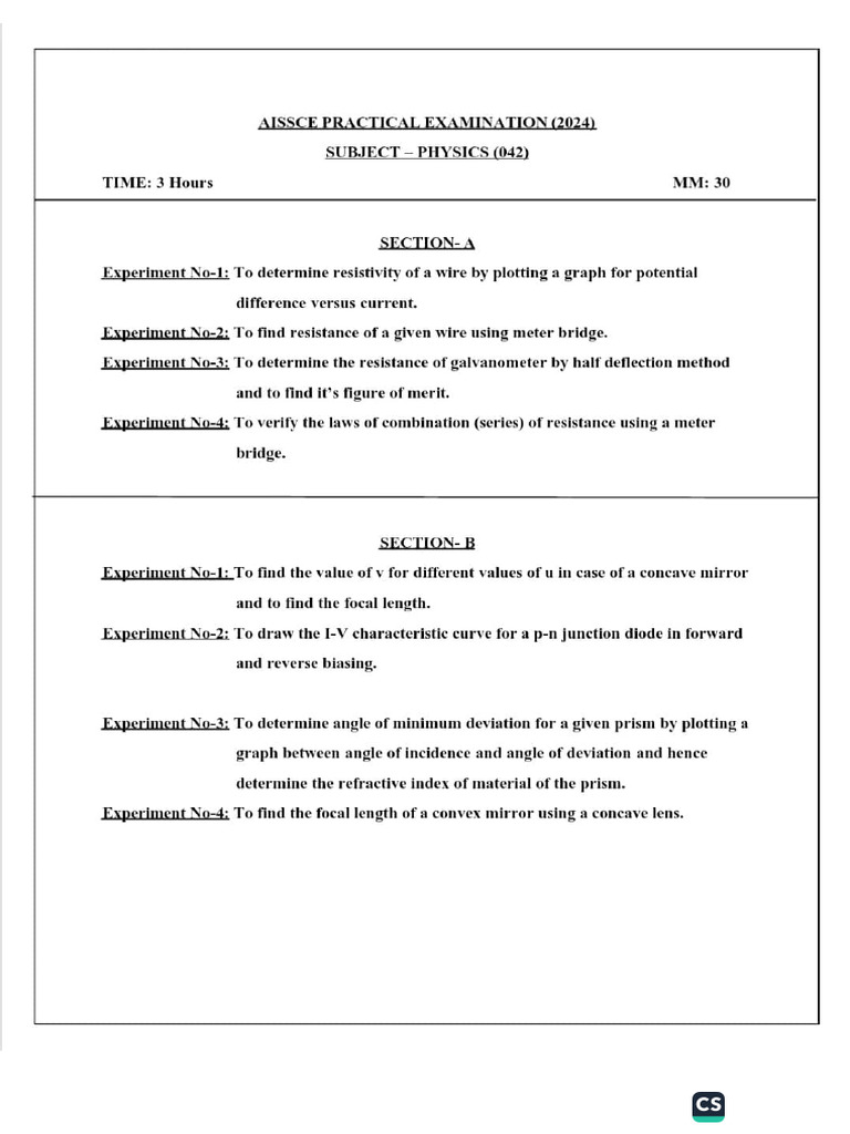 Paper Phy Practical | PDF