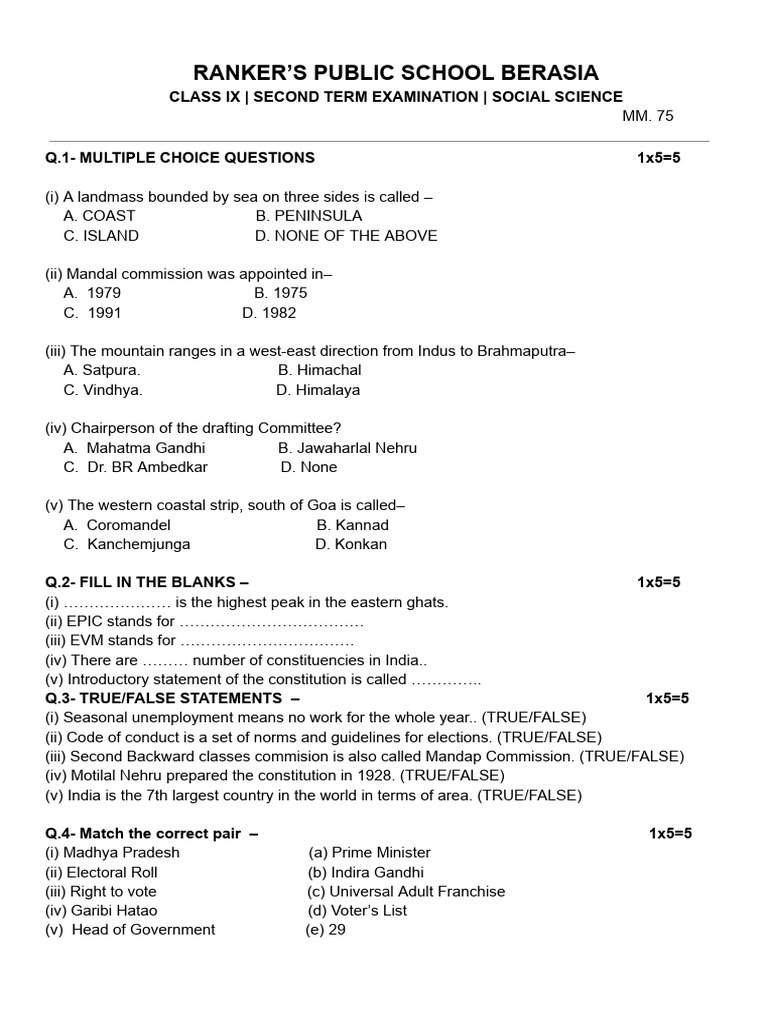 SST CLASS 9 2 term | PDF | Government